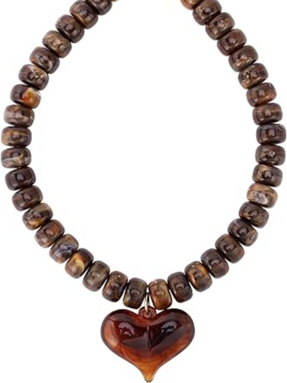 Chunky Colorful Beaded Boho Choker Necklace Summer Beach Heart Pendant Statement